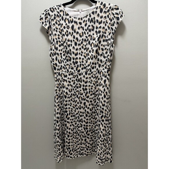 Loft Leopard Slit Midi Dress Size 4p Petite - Picture 1 of 6